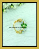 GREEN AND WHITE AD STONE NATH - TRADITIONAL INDIAN NOSE RING