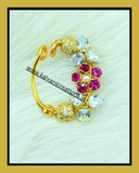 GREEN AND WHITE AD STONE NATH - TRADITIONAL INDIAN NOSE RING