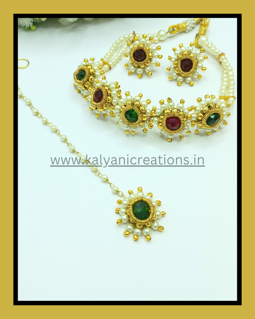 MOTI NECKLACE SET WITH TIKA