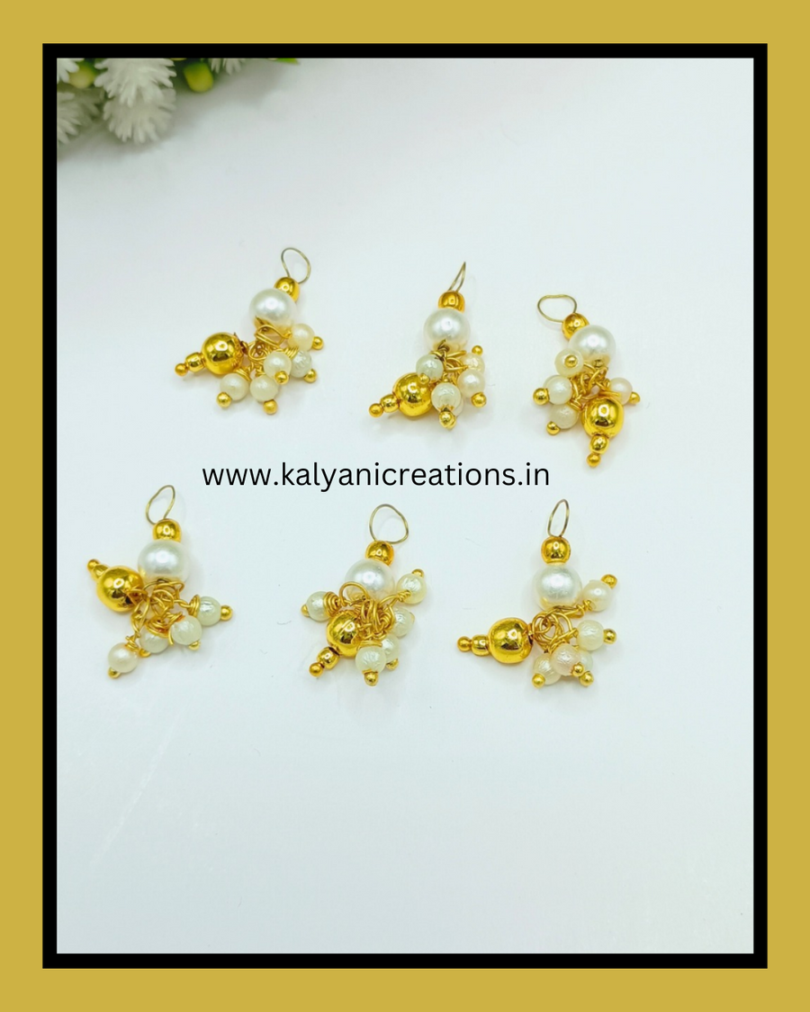 Golden moti hair jhumki