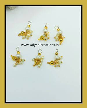 Golden moti hair jhumki