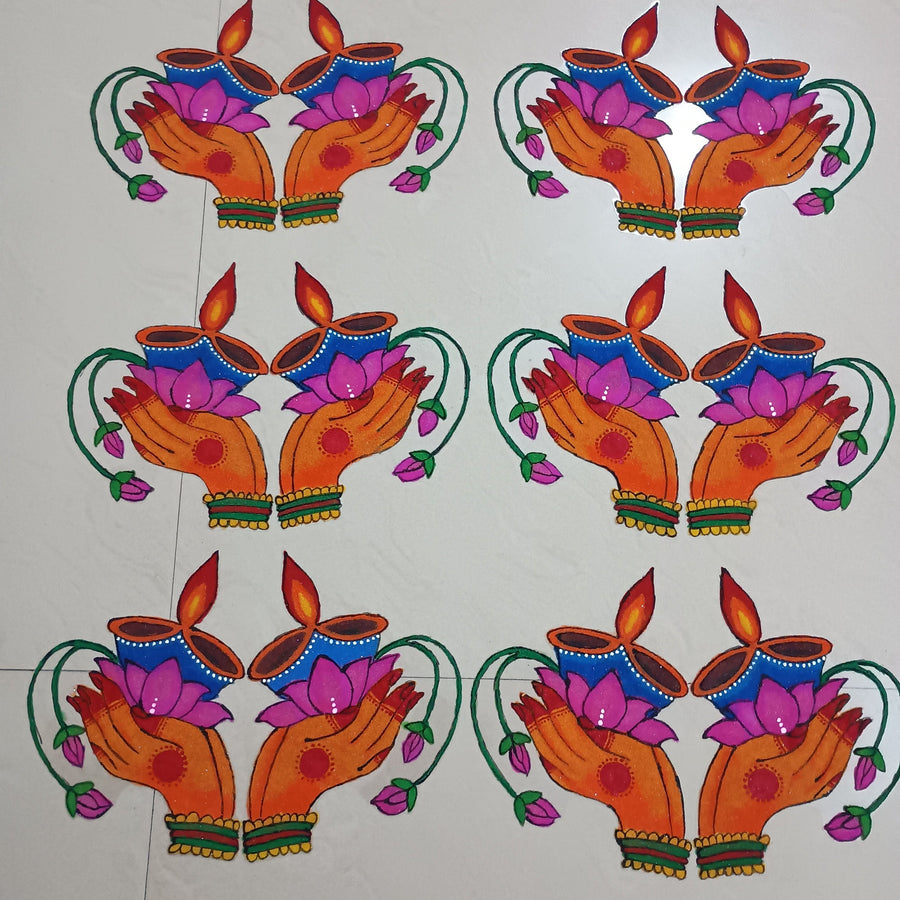Diya Lotus in hand pair