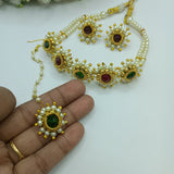 MOTI NECKLACE SET WITH TIKA