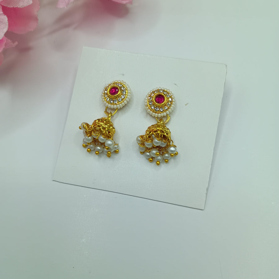 Kundan jhumki red