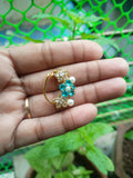 White Blue AD Stone Kundan Nath