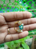 White Blue AD Stone Kundan Nath