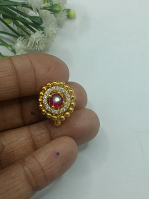 Round Ad kundan nose pin