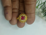 Round Ad kundan nose pin