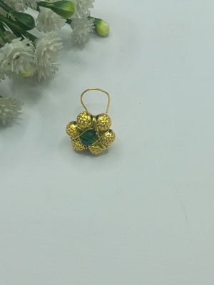 Dot golden beads & green crystal phuli