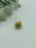 Dot golden beads & green crystal phuli