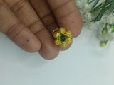 Dot golden beads & green crystal phuli