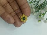 Dot golden beads & green crystal phuli