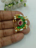 Ad kundan & ad stone with moti  Nath