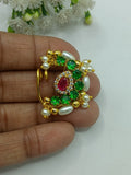 Ad kundan & ad stone with moti  Nath