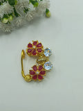 Red kundan & ad stone nath