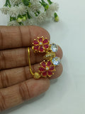 Red kundan & ad stone nath