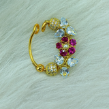GREEN AND WHITE AD STONE NATH - TRADITIONAL INDIAN NOSE RING